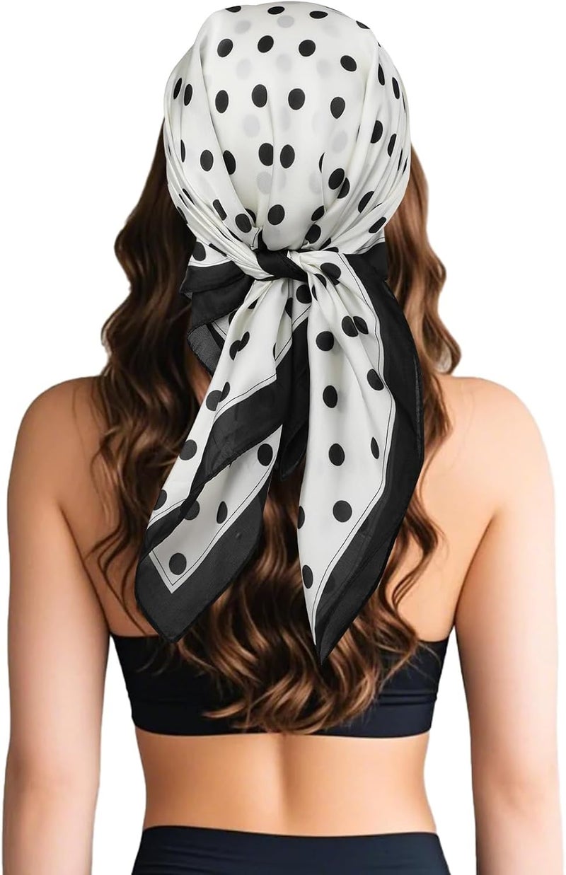 Sumolux Head Hair Scarf for Women Like Satin Silk Scarf Bandana Hair Wrapping Night Large Square Scarves 27.5" - Image 4